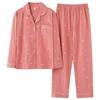 High Quality Large Size Women Cotton Pajamas Button Down Tops and Trousers Set Sleepwear Homewear Printing Nightwear Loungewear