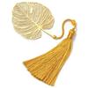 Monstera Leaf Bookmark with Silk Pompom and Gift Box