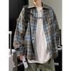 TGNS Trendy Spring Brushed Plaid Shirt Unisex Retro American Loose Casual Japanese Style Versatile Couple Jacket