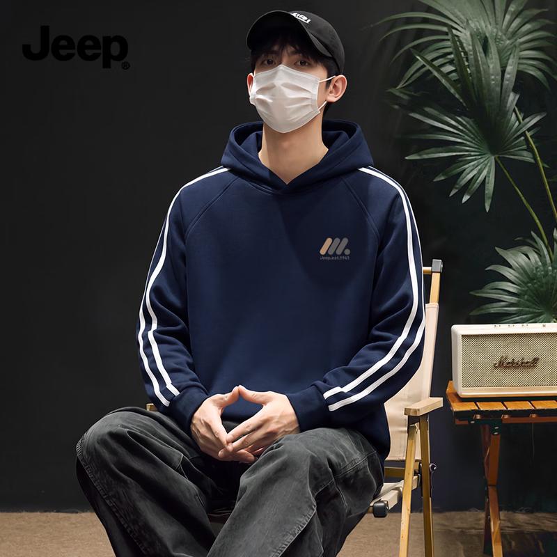 Jeep Мужская толстовка с капюшоном из плотного материала