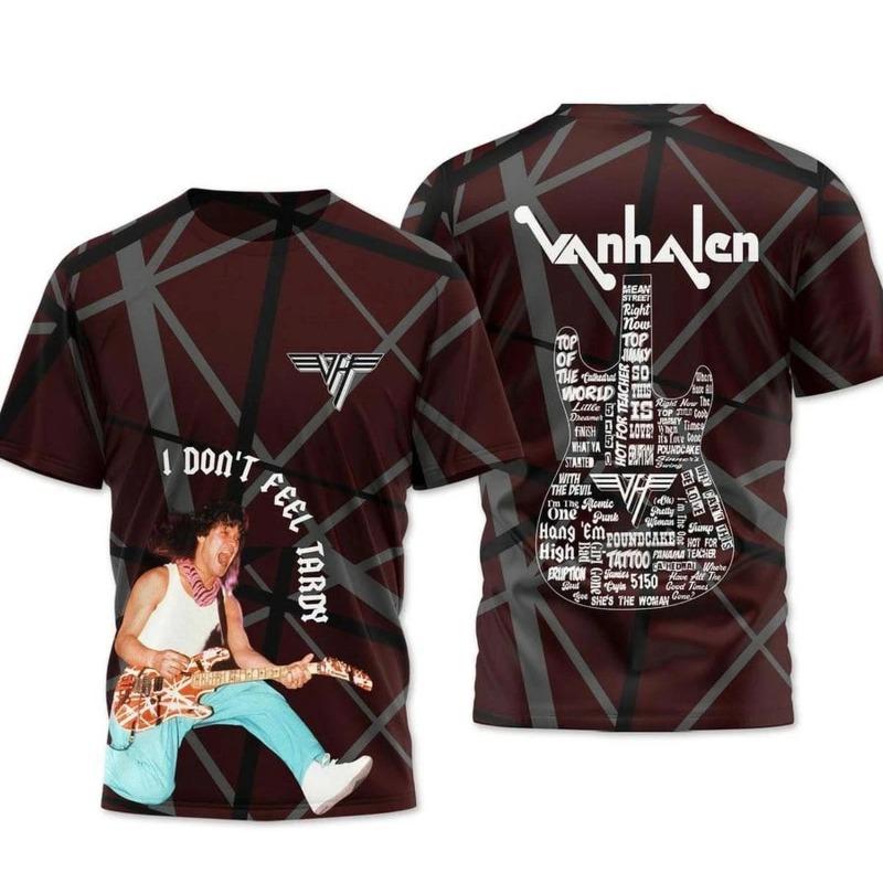 Рок-группа Van Halen Ретро 3D-печать Унисекс Футболка для Лета Уличный Хип-хоп Тренд С коротким рукавом Круглый вырез Y2K Топ Мужская одежда