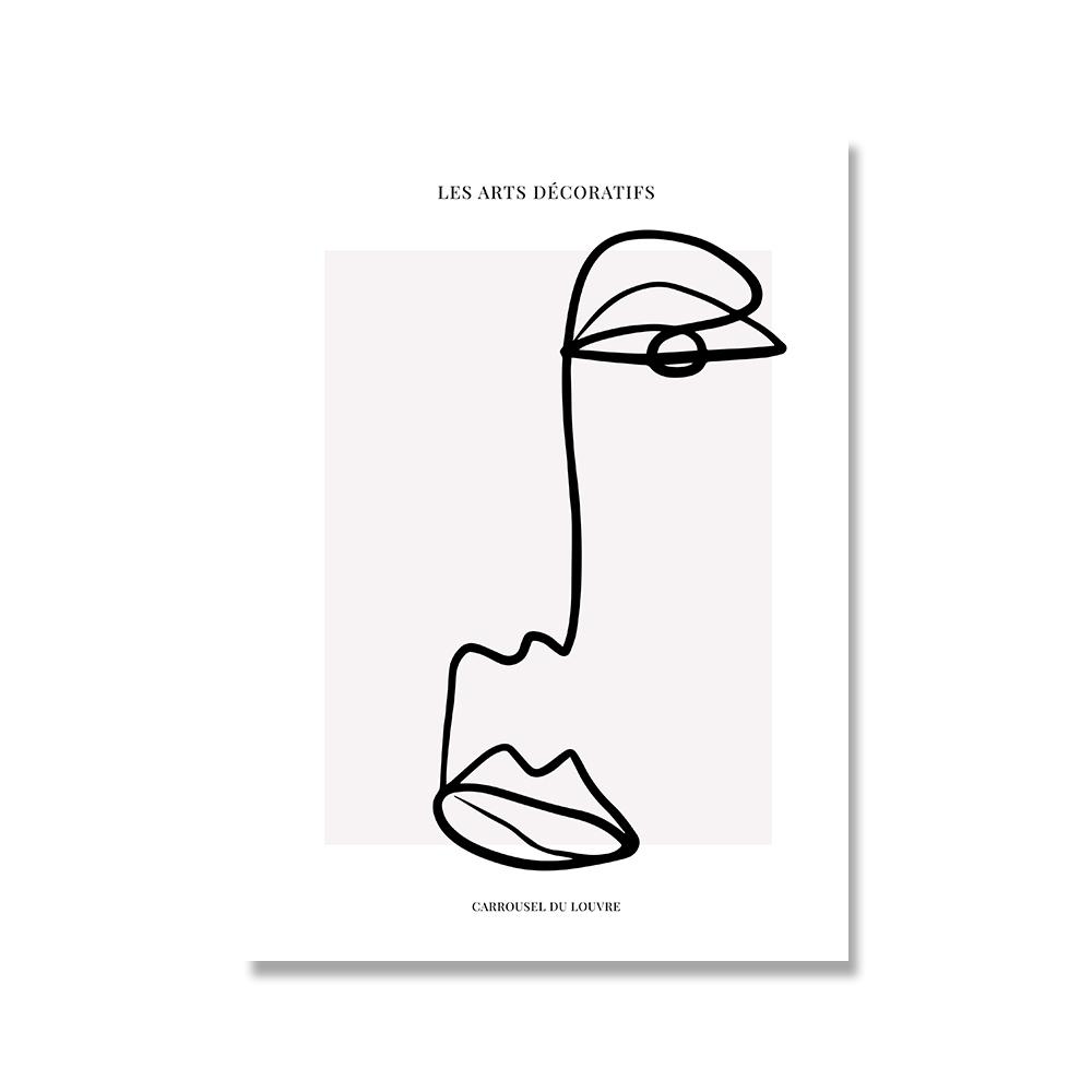 Абстрактные линии лица Галерея искусства Постер Бежевый Черный Холст Картина Модные Бохо Картины Декор Стены Комнаты Интерьер Украшения Дома