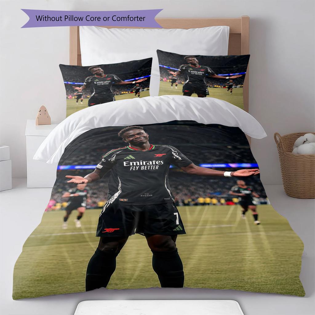 Bukayo Saka Pattern Bedding Home Decoration Birthday Gift ( 1 duvet cover + 2 pillowcase, without core),fan merchandise.