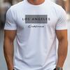Summer Loose Fit Large Los Angeles Graphic Printed 100% Cotton T-shirts Slim Fit Casual Sports Round Neck Short Sleeved Men's T-shirts
