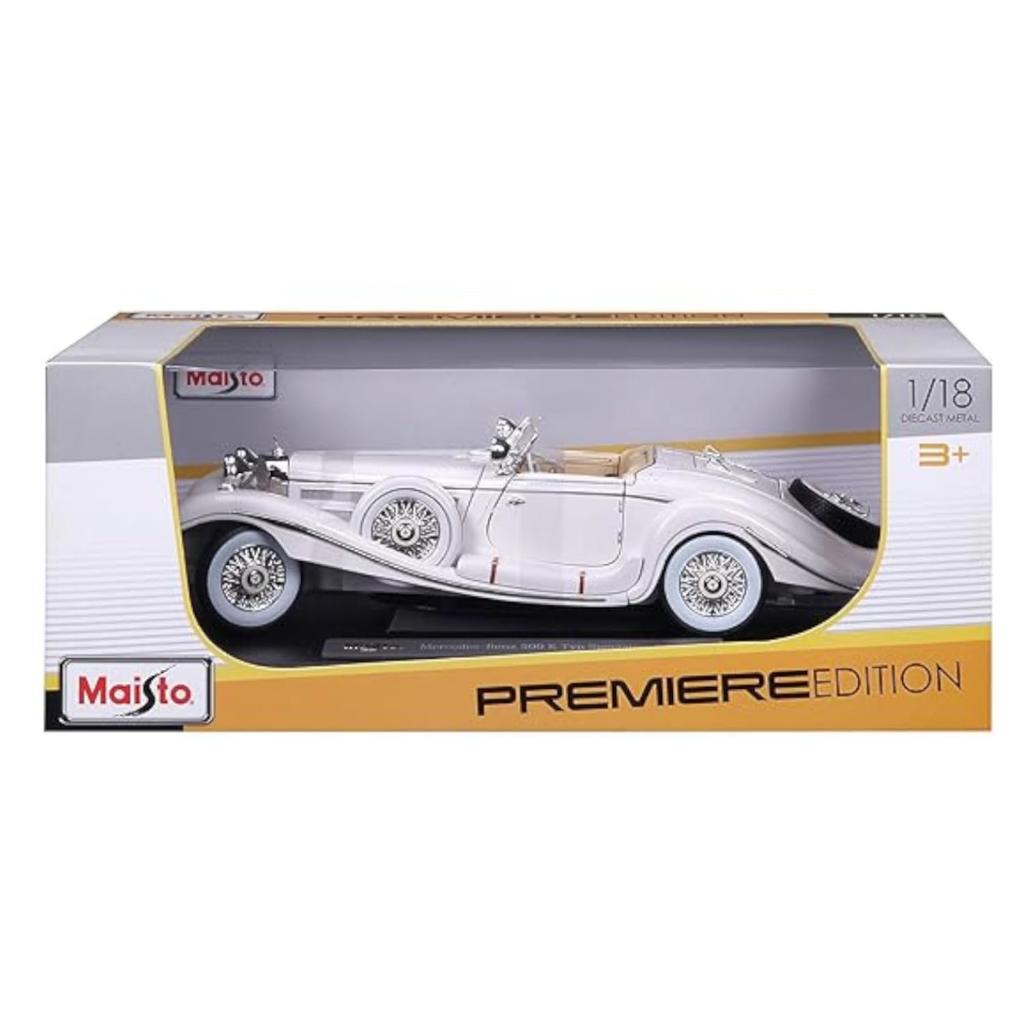 Maisto Mercedes Benz 500 K Type Specialroadster 1936 Premier Sea Edition Модель автомобиля Литая модель мини-машины Белый 1/18 Mercedes-Benz Off-road [Предмет]