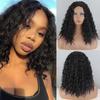 Afro Women Fashion Shoulder Length Kinky Curly Natural Black Wig Without Bangs Synthetic Fiber Deep Curly Black Wig