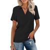 Women's Short Sleeves T Shirts Summer V Neck Shirts Collared Casual Basic Tees Blouse