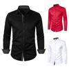 Men’s Long Sleeve Polka Dot Patchwork Casual Shirt