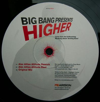 12-дюймовая пластинка BIG BANG - Higher ARI003 ARISION 2002 UK Dance & Electronica Б/У