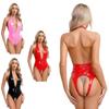 Women's Wetlook Latex Catsuit Patent Leather Bodysuit Sleepwear Pole Dance Nightclub Outfit