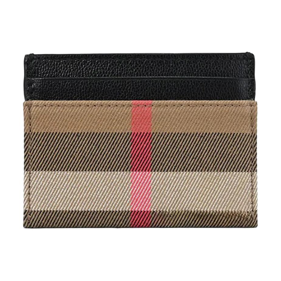 Burberry Классический клетчатый держатель для карт из мягкой кожи и холста Мужские аксессуары Черный 80840331