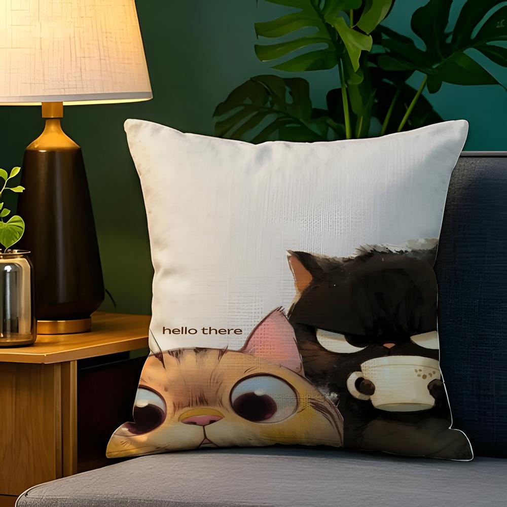 Funny cute cat peeking out Pillow Case Natural Linen Pillow Case DoubleSided Decor Sofa Pillowcase Home Decor