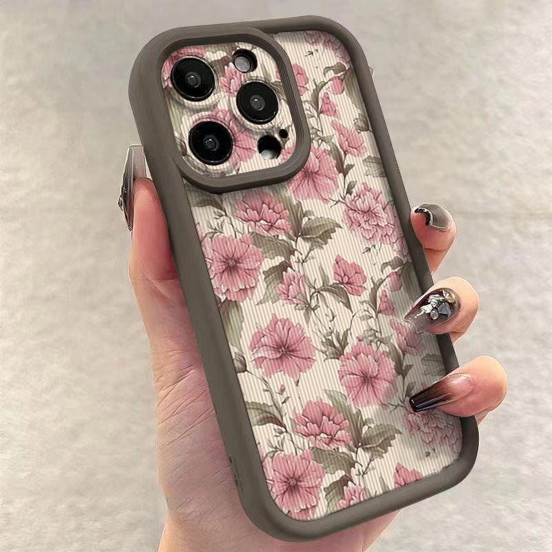 Винтажный цветочный чехол для телефона iPhone 17 Чехлы iPhone 16 16e 15 14 13 12 11 Pro Max XS XR 7 8 Plus Ударопрочный мягкий чехол