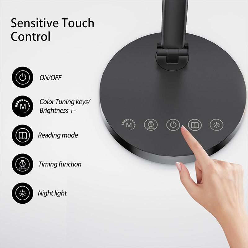 Светодиодная настольная лампа с регулируемой яркостью, 5 цветов, диммируемый настольный светильник, интерфейс Type-C, настольная лампа с двумя головками для дома и офиса