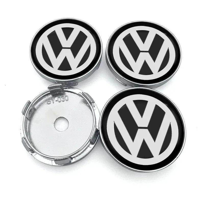 For Volkswagen VW Car Wheel Center 4PCS 60MM Cap Hub Covers Badge for Volkswagen VW Polo Golf-4 5 6 7 MK5 CC Tiguan h19 Passat MK6 MK7 Accessories