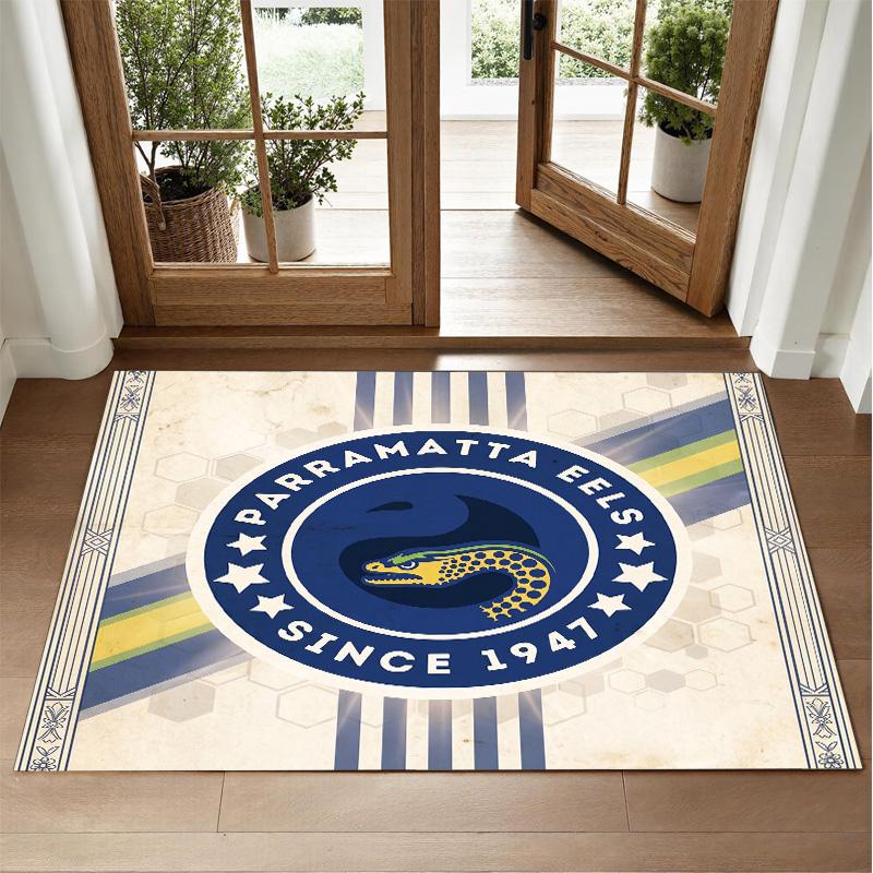 Parramatta Eels Design Crystal Velvet Rug Soft Decorative Mat for Bedroom Entrance