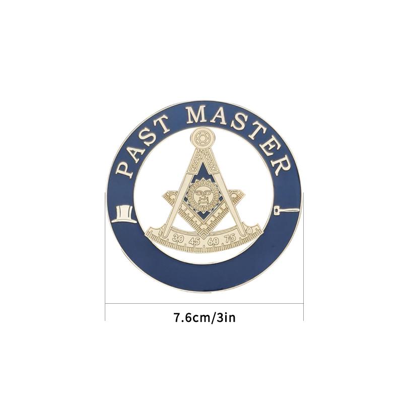 Masonic Car Emblem "PAST MASTER" Badge Mason Freemason Size 3'' NO.5 Accessories Gift for Freemason Cloth Accessories Business