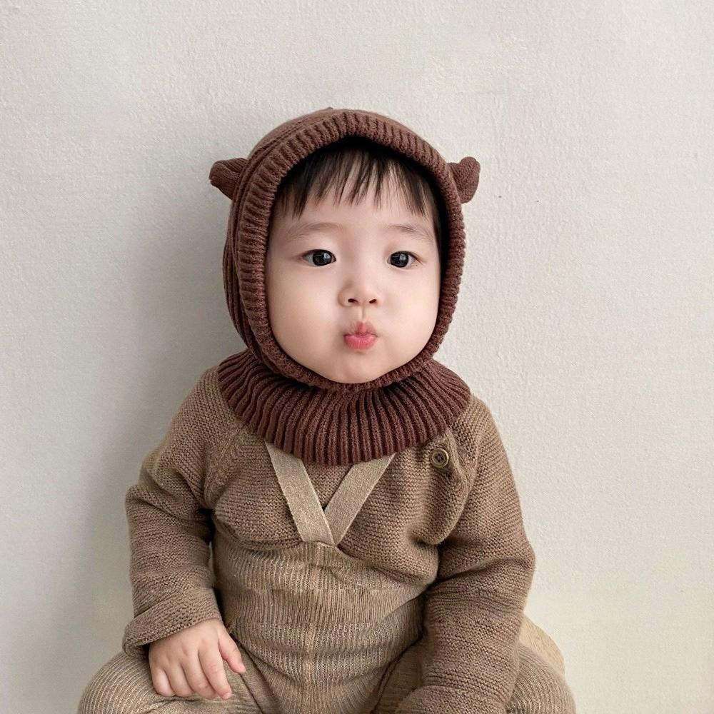 Windproof Ear Protection Hat Cute Big Eyes Plush Infant Knitted Cap Beanie Hat  Autumn and Winter