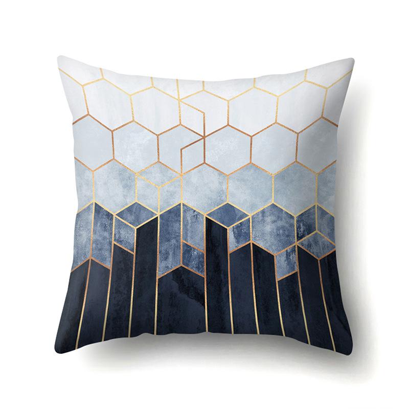 Ins Marble Polyester Pillowcase Car Decoration Home Printed Car Waist Cushion Pillowcase Pillowcase Car Decoration