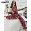 Women Christmas Pyjamas Ladies Homewear Milk Silk Printed Long Sleeve Long Pants Pyjama Suit