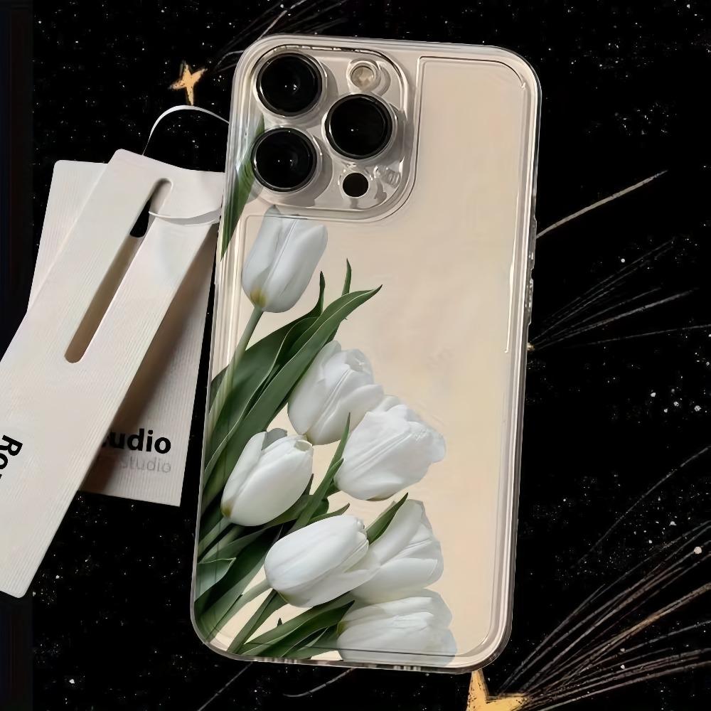 Минималистичный узор с тюльпанами чехол для телефона подходит для iPhone 17 16 15 14 13 12 11 Pro/Max/Plus противоударная задняя крышка