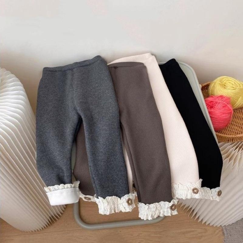 Детские термолеггинсы для девочек весна осень зима кружевные с цветочным узором милые простые облегающие брюки детские узкие штаны