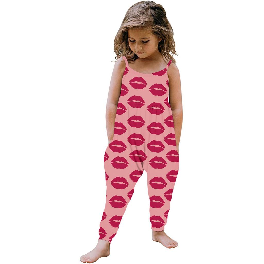 Детский комбинезон без рукавов для малышей и девочек на лето с принтом ко Дню святого Валентина