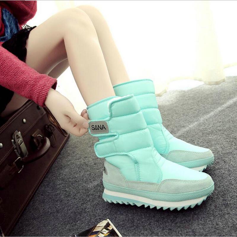 2019 NEW! Warm Solid Anti-Slip Snow Boots Women Waterproof Female Winter Boots Thermal Shoes Botas Mujer Plataforma Black&White