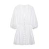 Summer 2025 V-Neck Lantern Sleeve Embroidered Dress