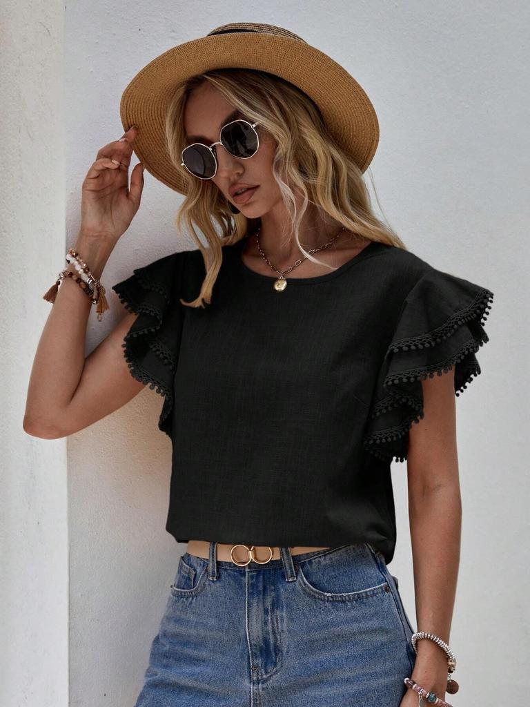 Women Short Sleeve Soild Sexy Cute Tee Slim Fit Tight Crop-Top T Shirt