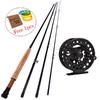 Набор удочек для нахлыста, 4 секции, комбинированный набор катушек для нахлыста, леска, карбоновая удочка, рыболовные снасти