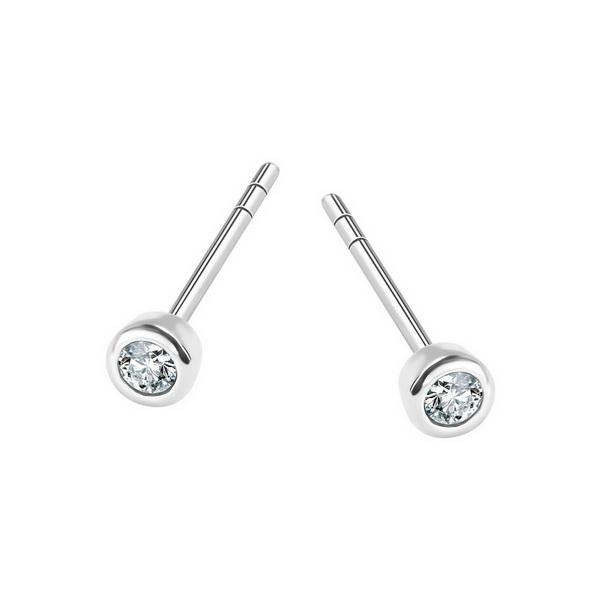 Small Silver Earrings with White Cubic Zirconia - Kdk6054