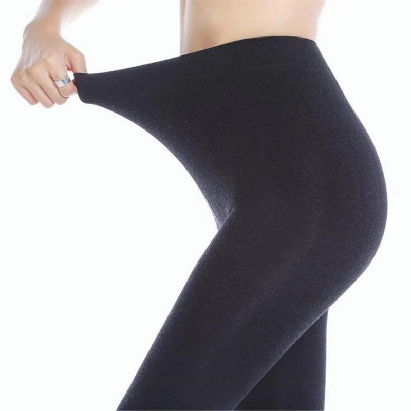 Женские зимние черные толстые теплые мягкие флисовые эластичные леггинсы на подкладке, брюки