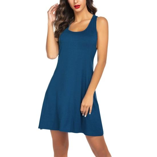 Женская короткая ночная рубашка без рукавов с круглым вырезом и спиной-борцовкой, сорочка-майка, платье для сна, летняя повседневная одежда для сна