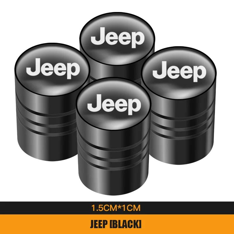 For Jeep 4Pcs Metal Car Wheel Tire Valves Caps Waterproof Dustproof Cover For Jeep Grand Cherokee Wrangler JK Gladiator Compa
