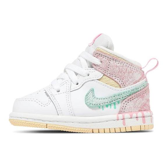 Детские кроссовки Air Jordan 1 Mid SE TD Ice Cream White Arctic-Punch Pale-Vanilla DD1668-100