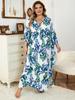 Green Kaftan Women's Robe Summer Wear Bohemian Vibrant Color Oversized Soft Beach Dress House Robe Swimsuit Cover-up Q1297