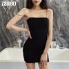 Сексуальное женское платье-футляр, черная клубная одежда без рукавов с лямкой на шее, облегающее однотонное мини-платье, женские платья, летняя одежда для платья