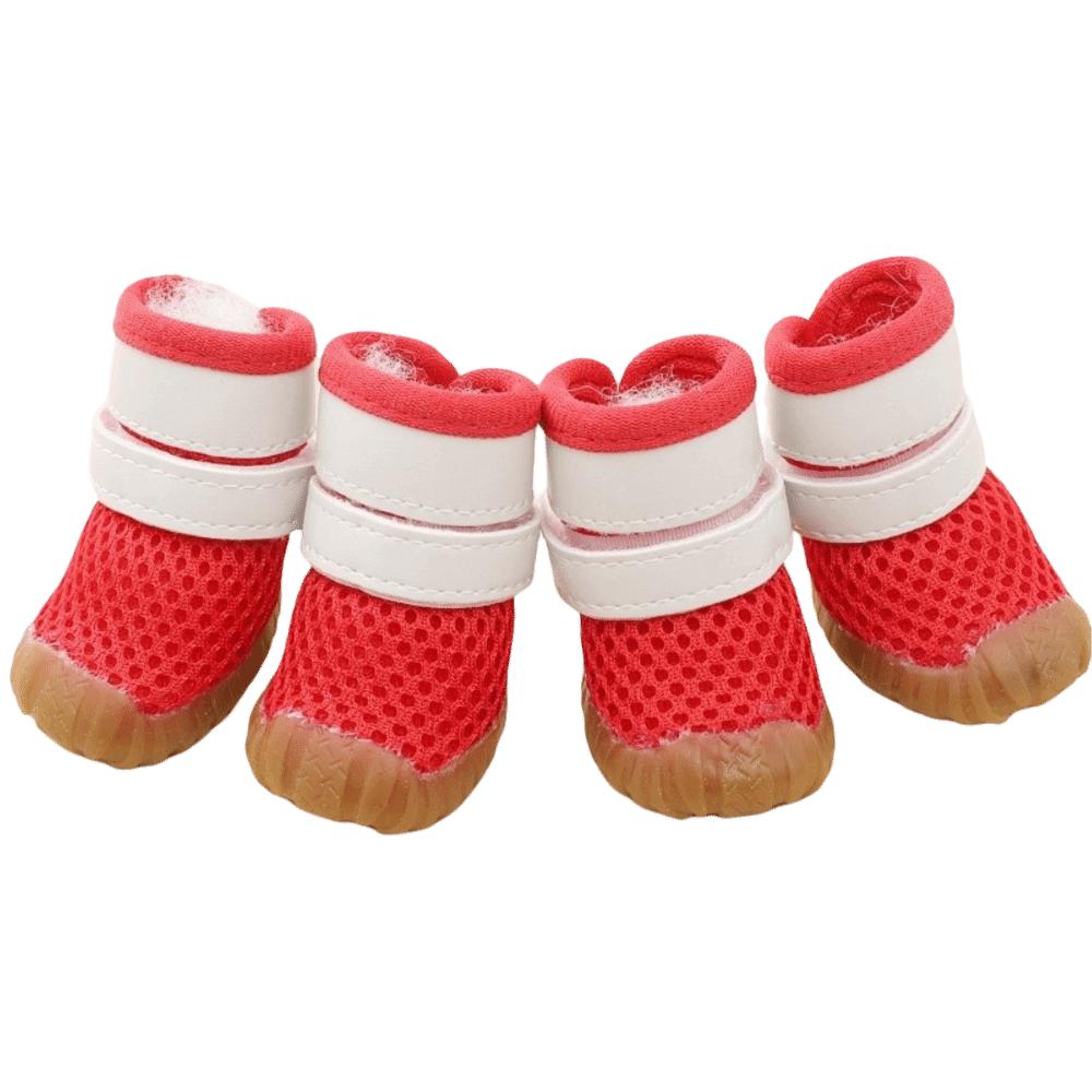 Breathable Dog Mesh Shoes Rubber Sole Adjustable Dog Paw Protectors Hollow Out Wear-resistant Anti-Slip Dog Boots