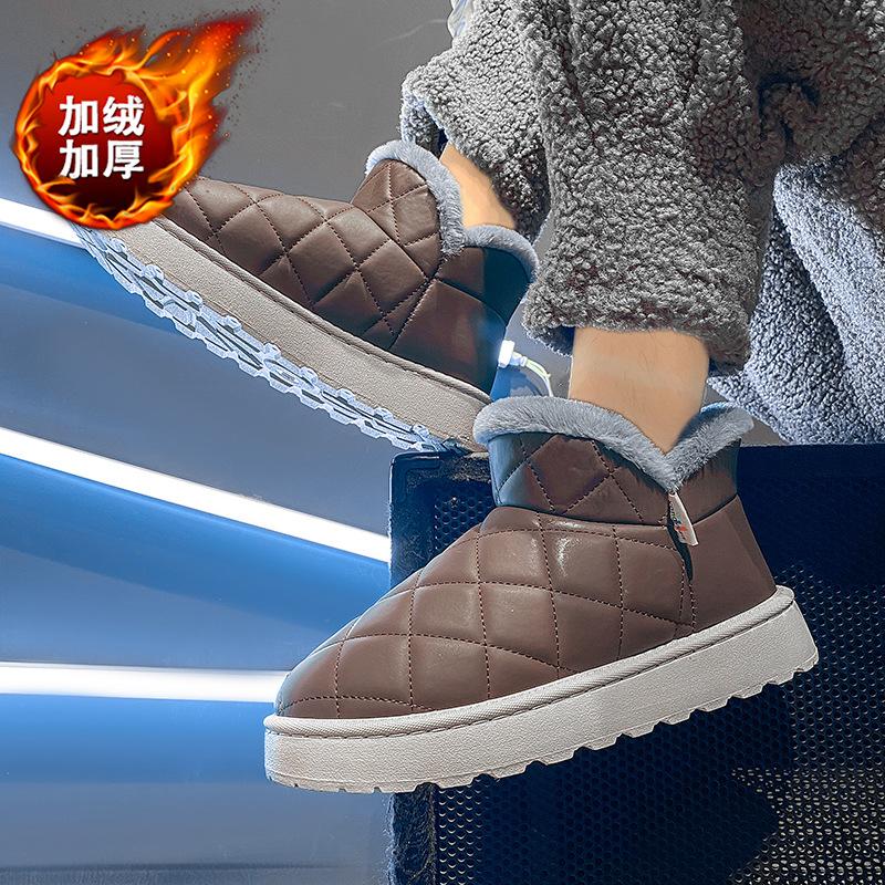 Хлопковые ботинки мужские новые зимние ботинки мужские утепленные ворсистые теплые универсальные короткие ботинки на толстой подошве нескользящие пушистые ботинки