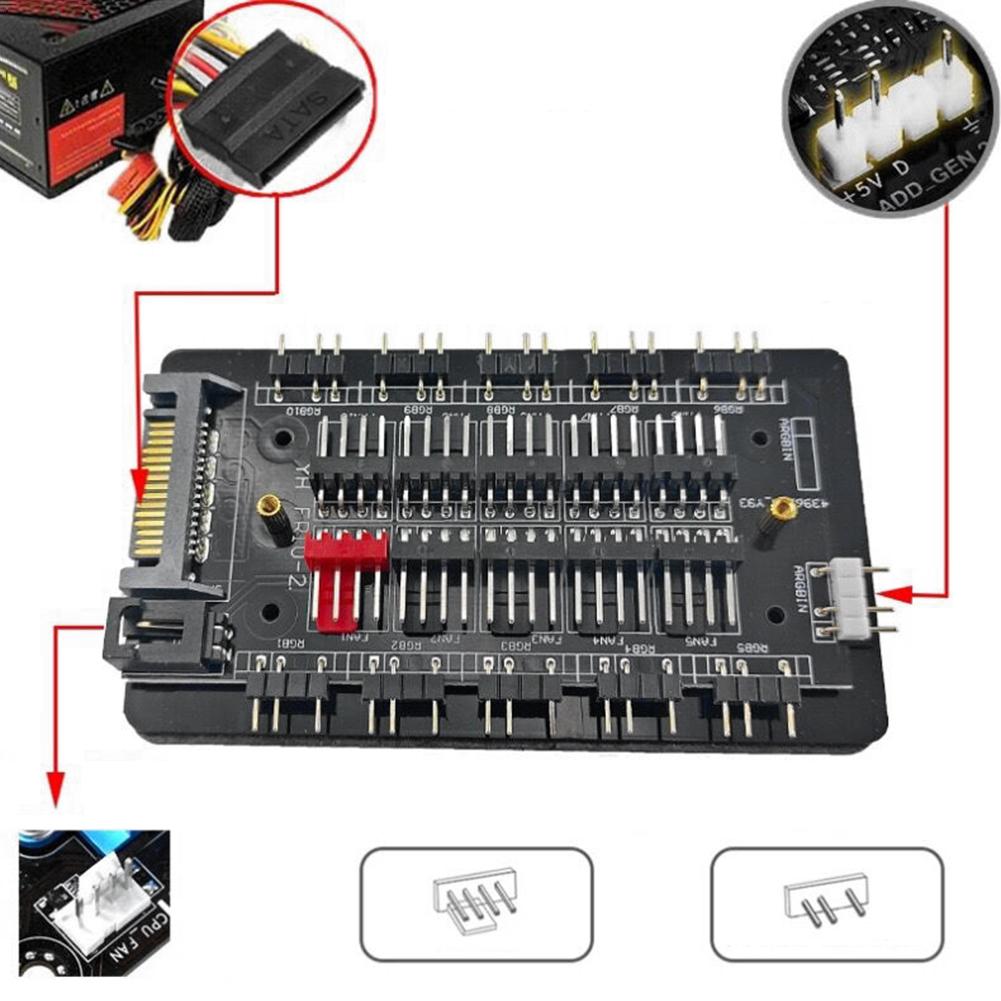 4-контактный PWM и 5V 3-контактный ARGB Cooler Master Многофункциональный разветвитель 10/16 концентратор ARGB&PWM HUB 2-в-1 Expansion Box Контроллер вентиляторов концентратор Разветвитель