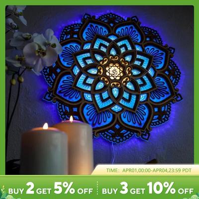 Новый ночник для йоги Mandala Yoga Room, креативная атмосфера, светодиодная форма лотоса