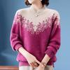Женский свитер из норкового флиса, свободный свитер большого размера, вышитый пуловер с цветными блоками, флисовый трикотаж, утолщенный флокированный трикотаж, осенне-зимний