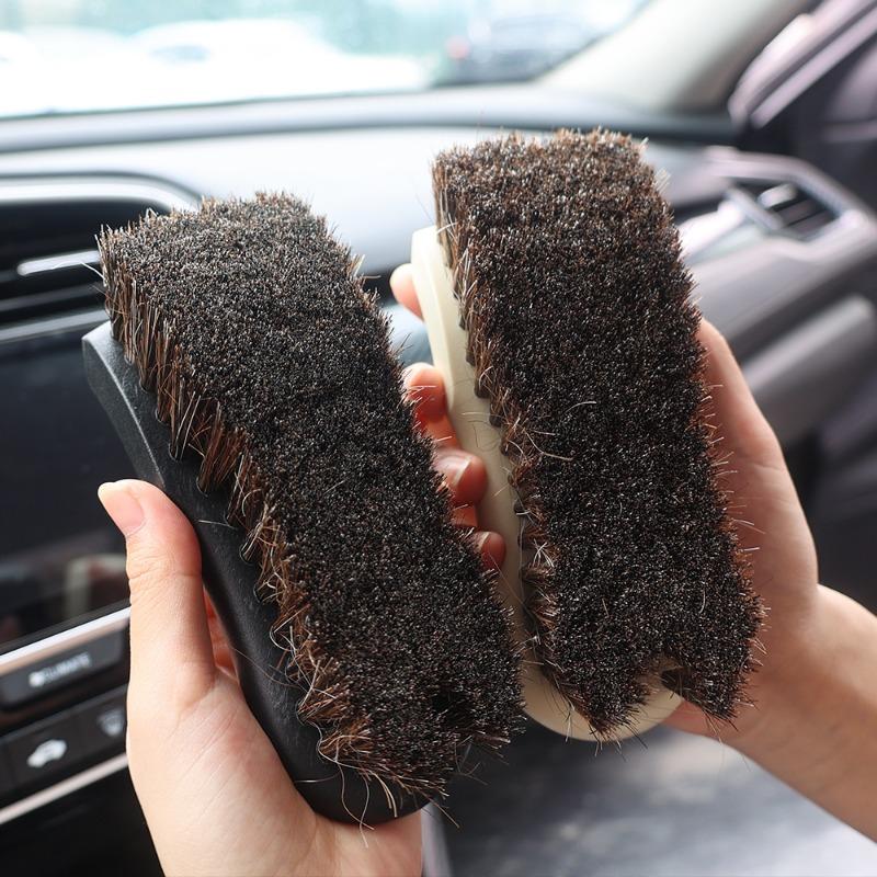 Щетка для чистки кожи автомобиля, натуральная щетка из конского волоса, щетки для чистки зазоров сидений, инструменты для чистки шин и колес