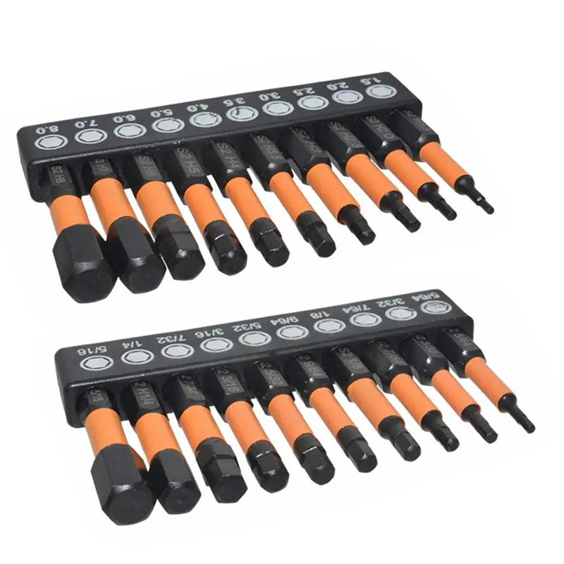 Набор отверточных бит с шестигранной головкой 50/100 мм, метрический, дюймовый, магнитный, S2, 1/4" шестигранный, Аллен, сверла, трещоточная рукоятка, ручные инструменты