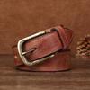 Men's Belt First Layer Cowhide Thickened Copper Buckle Vegetable Tanned Leather Washed Retro Belt