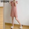 WTEMPO Ночная рубашка из модала с бюстгальтером, женская летняя тонкая свободная пижама с короткими рукавами, большие размеры, однотонная повседневная домашняя одежда
