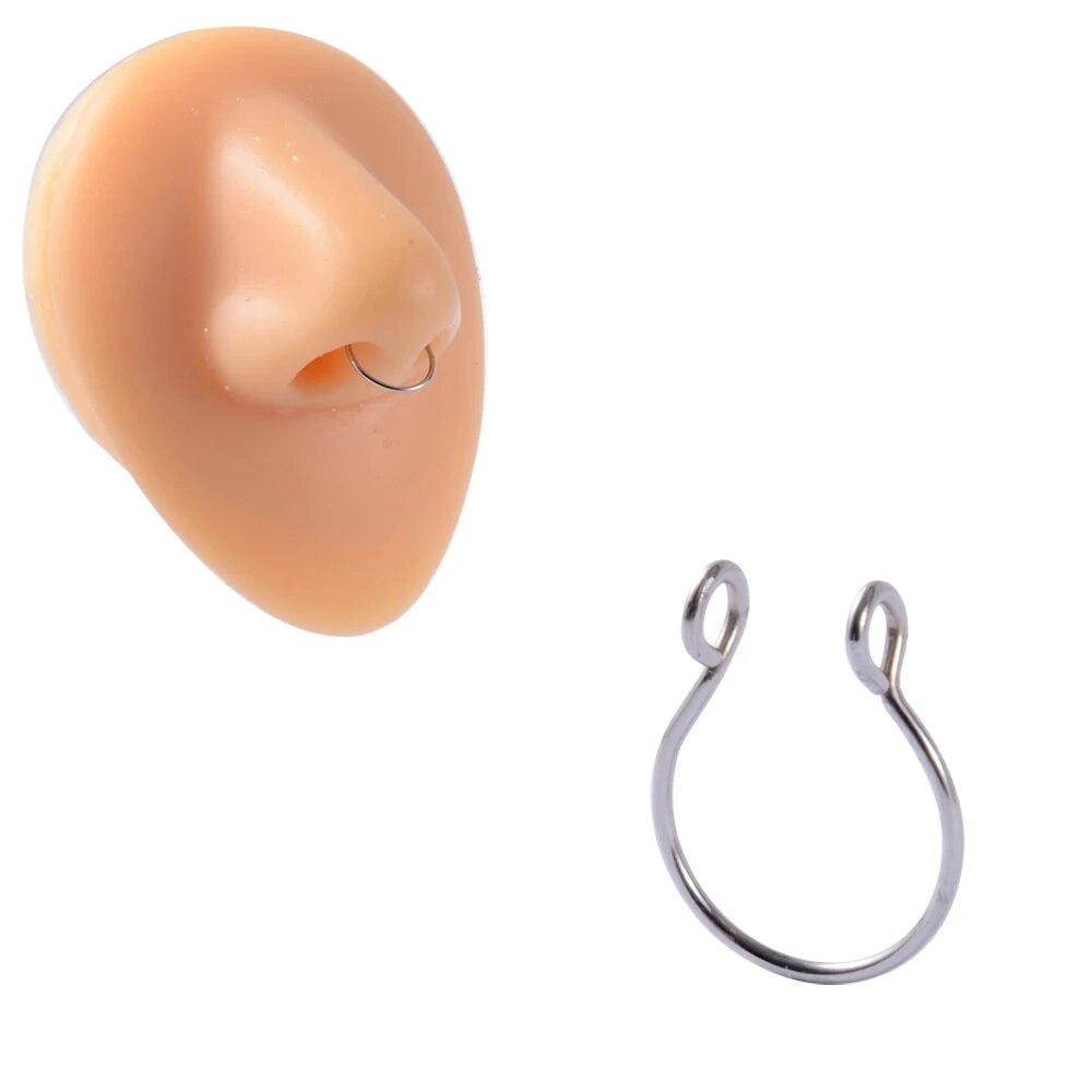 Серьги-клипсы из хирургической стали, 1 шт., серьги-клипсы для ушей, хрящевой раковины, манжеты, регулируемый размер, обруч для носа, непрокалывающее кольцо для губ, поддельные ювелирные изделия