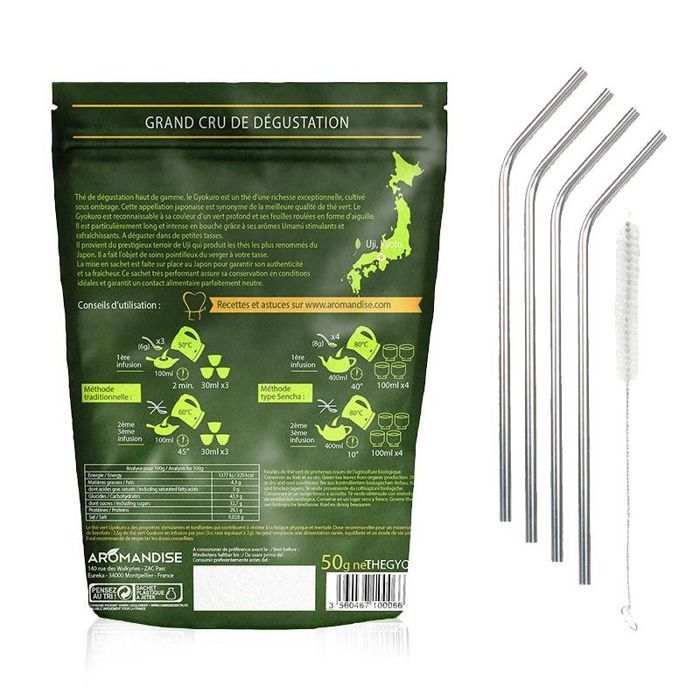 Gyokuro Green Tea 50 G + 4 Stainless Steel Straws