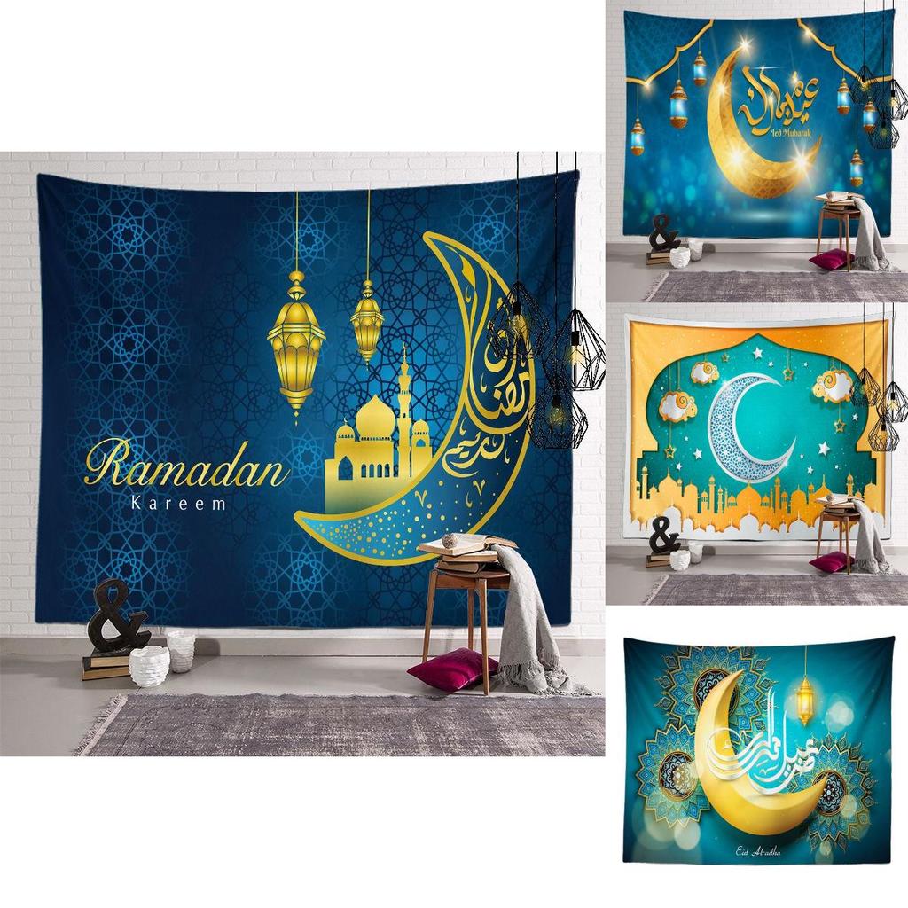 Stunning Eid Mubarak Tapestry Moon Star Wall Hanging Decor Ideal For Celebrating Ramadan